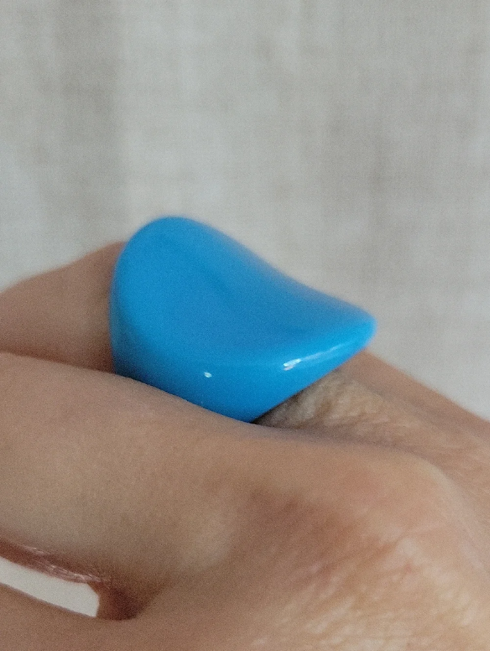 Sky Blue Concave Contour Ring, metal free